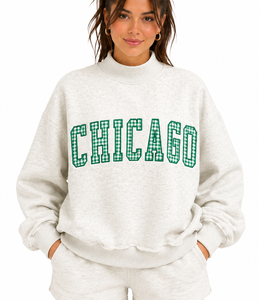 Sweat-shirt surdimensionné personnalisé pour femme, col montant, imprimé floral, broderie en relief, logo appliqué, pull décontracté - Product Image 3