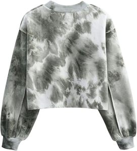 Customize <b>Women's</b> Oversized <b>V</b>-<b>Neck</b> Regular Sleeve <b>Sweatshirt</b> Solid Color Knitted 100% Cotton 200g Quick Dry Short Length Autumn - Product Image 5