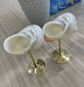 แก้วไวน์เปลือกหอยเวียดนาม งานฝีมือจากเปลือกหอยธรรมชาติ สำหรับดื่มไวน์ ค็อกเทล ตกแต่งโต๊ะบาร์ริมชายฝั่ง - Product Image 5