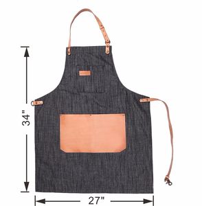 Delantal de trabajo sin mangas de mezclilla encerada y cuero, clásico, térmico, duradero, personalizado, para carpintería y bicicleta - Product Image 6