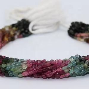 100% cuentas de piedra de turmalina cuadradas con forma de chicklate facetadas de turmalina Natural para la fabricación de joyas - Product Image 1