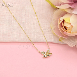 พร้อมจัดส่ง สร้อยคอจี้เพชรขาว IGI Certified 0.16 กะรัต น้ำหนักรวม พร้อมจี้รูปผีเสื้อทองคำแท้ 14k ขายส่งจำนวนมาก - Product Image 4