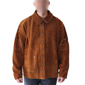 บริการ OEM ODM เสื้อแจ็คเก็ตหนังกลับสีน้ำตาลสไตล์วินเทจ แขนยาว แบบมีกระดุมด้านหน้า พร้อมกระเป๋าหลายช่อง - Product Image 1