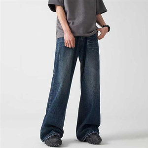 Pantalones de mezclilla baratos estilo streetwear, vaqueros holgados de algodón, pantalones largos rectos para hombre, pantalones anchos lavados para hombre - Product Image 3