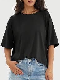 Hot Selling Y2K Winter Loose Fit Casual Three Quarter Sleeve Plain Breathable Eco-Friendly Women T-Shirt <b>Top</b> - Product Image 3