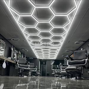 LED ışık altıgen tavan lambaları 14 ızgara bal peteği Lumire Salon Coiffeur berber dükkanı için çalışma ışıkları - Product Image 3