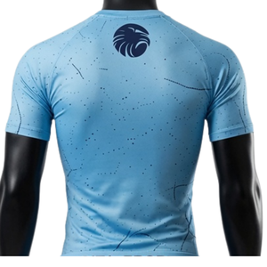 Ensemble T-shirt et short de compression pour homme bleu ciel et marine, séchage rapide, extensible, pour fitness, gym, entraînement, course à pied, sport - Product Image 4