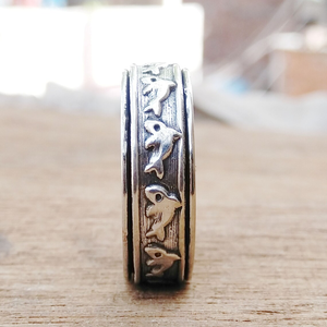 Fish <b>Spinner</b> <b>Ring</b> Ocean Fidget <b>Ring</b> Handmade Anxiety Relief <b>Ring</b> Marine Life Jewelry Boho Statement <b>Spinner</b> <b>Ring</b> - Product Image 3