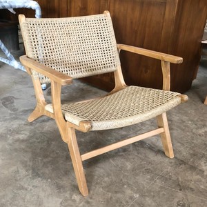 Sillón de Madera de Teca Ecológico Hecho a Mano en Indonesia, Asiento de Cuerda Tejida, Sillón Deslizante para Interiores y Exteriores, Diseño Moderno y Minimalista - Product Image 2