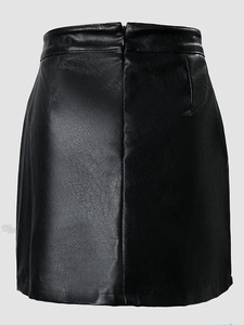 Minifalda de Cuero Sintético de Cintura Alta con Cierre Frontal, Estilo Y2K Brillante y Sexy, Falda Lápiz Ajustada de Color Sólido para Mujer - Product Image 6