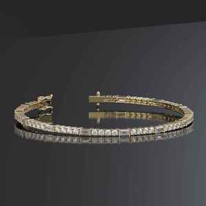 Pulsera de tenis de plata de ley 925 con diamantes baguette y redondos, cadena de mano brillante de lujo, joyería elegante para mujer - Product Image 3