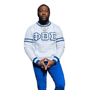 Sudadera de Fraternidad Griega Phi Beta Sigma con Rayas Blancas y Letras Bordadas en Chenilla para Hombre, Ajuste Cómodo, Tela Premium, Ropa Casual - Product Image 1