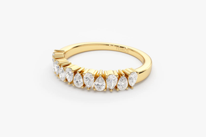 0.67 CT Pear Shape Half Eternity Diamond Band 14k Solid Gold _ Stackable <b>Ring</b>_ Diamond Anniversary Band _ Diamond Wedding <b>Ring</b> F - Product Image 2