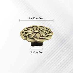 ลูกบิดตู้ทองเหลืองโบราณ ลูกบิดประตูตู้เสื้อผ้าวินเทจ มือจับลิ้นชักตู้ ฮาร์ดแวร์ลิ้นชักครัว - Product Image 2