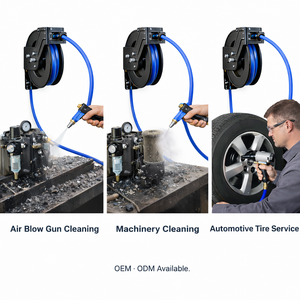 Enrouleur de tuyau d'air à ressort en acier robuste, fixation murale, 3/8 po x 50 pi, enroulement automatique, 300 PSI, pour garage GAPGAR013 - Product Image 2