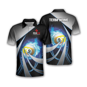 Camisa de Polo de Billar para Hombre, Manga Corta, Diseño Estampado de Bolas de Billar, Informal, Tejido de Poliéster, Secado Rápido - Product Image 3