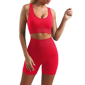 Seamless 2-Piece Yoga <b>Set</b> High Waist Nylon/Cotton Breathable Eco-Friendly Workout Clothes for Women Running Fitness Wear - Product Image 1