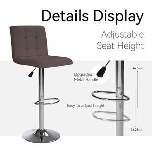 2 Sgabelli da Bar Alti Marrone Caffè con Schienale Imbottito Quadrato e Poggiapiedi - Set da 2 Pezzi - Product Image 4