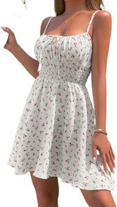 Women’s Floral Smocked <b>Spaghetti</b> <b>Strap</b> Mini Dress - Product Image 6