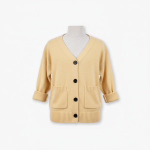 CRAZIGOODS Women Winter Vietnam Cable Knit <b>Cardigan</b> 4 Button Pocket Full Casual V-Neck Solid Color 100% Acrylic Simple - Product Image 5