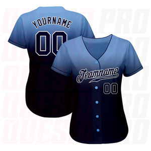 Camiseta de Béisbol Personalizada con Diseño de Logotipo, Sublimación, Color Azul Claro, Azul Marino y Blanco, Estilo Auténtico - Product Image 3