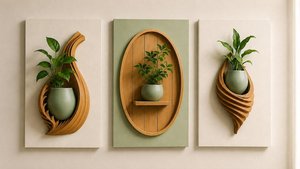 Jardinières murales sculptées à la main, design minimaliste, toile imperméable pour plantes vertes d'intérieur, pots de fleurs décoratifs suspendus - Product Image 3