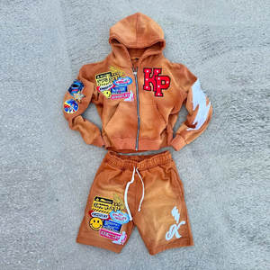 Conjunto de Sudadera con Capucha y Pantalones Cortos para Hombre, Ligero, de Dos Piezas - Product Image 2