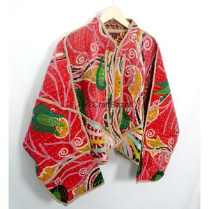 เสื้อแจ็คเก็ตผ้าฝ้ายทำมือสไตล์วินเทจ Kantha สำหรับผู้หญิงและเด็กผู้หญิง ขายส่ง - Product Image 5