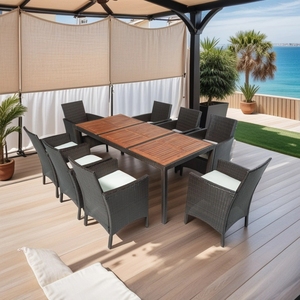 NUEVO Juego de Comedor para Jardín IPRO 2026 de Primera Calidad, Muebles de Mimbre de Ratán PE de Estilo Moderno, Resistentes a la Intemperie, Lavables con Protección UV - Product Image 1