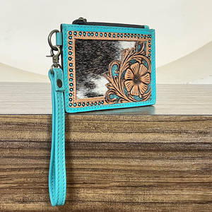 Cartera de Cuero Vacuno Repujado a Mano de Lujo, Nueva, para Uso Diario, Viajes y Compras, con Cierre de Cremallera, para Mujer - Product Image 3