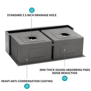 Canna di fucile nero 36 "x 21" x 10 "doppia ciotola fattoria lavello cucina calibro 16 acciaio inox con 10 \" profondo lavabo Design anteriore grembiule - Product Image 5