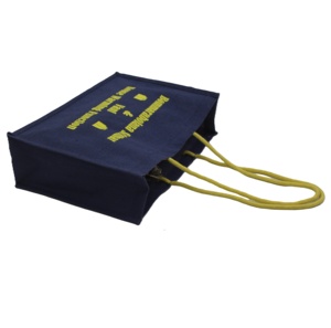 EcoFriendly Customized Logo Printing Blue Color Jute Promotional Tote <b>Bag</b> Best Quality with Inner Lamination Directly From India - Product Image 5
