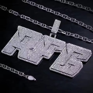 Custom Letter Name Pendant 925 <b>Silver</b> Moissanite Micro Pave Hip Hop Style Men's Jewelry Fully Iced Out Rapper Bling Pendant - Product Image 3