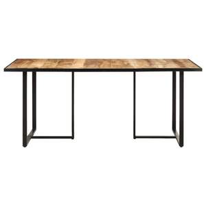 Mesa de Comedor de Madera de Mango Natural Sólida con Detalles de Hierro con Recubrimiento en Polvo - Product Image 2