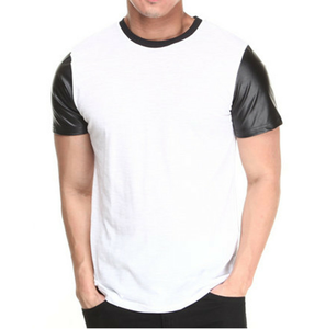 Slim Fit Muscles Fitted Bodybuilding Men Red Color T <b>Shirts</b> With Leather Sleeved Stylish Summer Cotton Wear Breathable T-<b>Shirt</b> - Product Image 4
