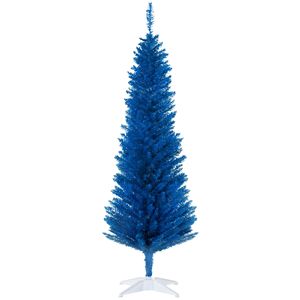 Albero di Natale Blu a Forma di Matita da 210 cm con 294 Punte Realistiche in PVC, Base in PE, Decorato per Interni - Product Image 1