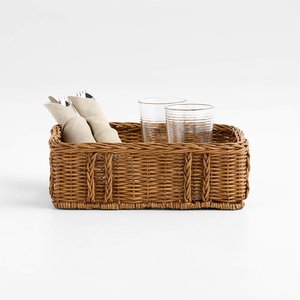 Cesta de almacenamiento pequeña, organizador de ropa de fibra sostenible, cestas de ratán combinadas de alta calidad - Product Image 3