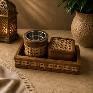Ensemble brûleur à bakhoor en osier tressé écologique personnalisé avec boîte de rangement, porte-encens arabe Mabkhara pour cadeau de Ramadan et décoration de l'Aïd - Product Image 2