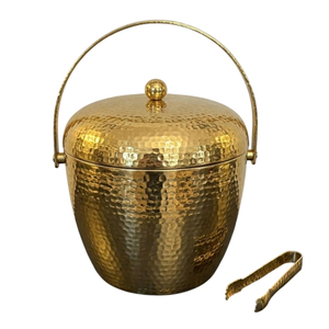 Modern Design Gold Hammered Ice <b>Bucket</b> <b>with</b> Tong and <b>Lid</b> Vintage Brass Ice <b>Bucket</b> Metal Champagne Wine Cooler for Home Bar Hotel - Product Image 1