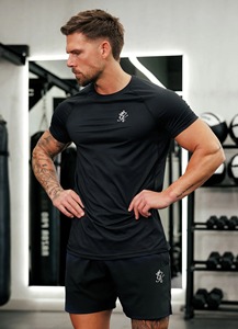 Men's Black Short Sleeve Compression T-Shirt Slim Fit Quick Dry Performance Gym Workout Top O-Neck Sporty Style Jersey Fabric - Product Image 5