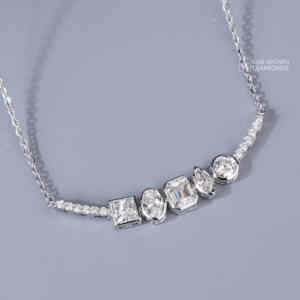 Exquisito Colgante de Diamantes Cultivados en Laboratorio en Oro Blanco de 14K con Múltiples Formas, para Mujer, de Lujo, Color EF, Esmeralda, Marquesa, Ovalado, Princesa, Redondo, 2.31g - Product Image 3