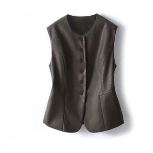 Gilet en cuir véritable imperméable pour femme, style motard décontracté, épais, idéal pour la conduite et les voyages - Product Image 5