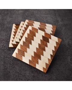 Handmade Bone & Resin Inlay <b>Coaster</b> Set with Square Tray Eco-Friendly Kitchen Tableware <b>Drink</b> <b>Coasters</b> - Product Image 2