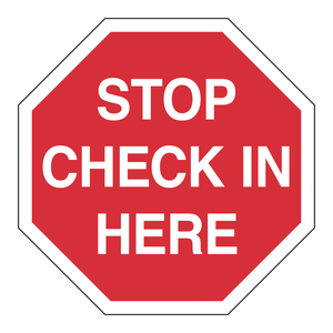 Señal de Seguridad Reflectante Brady Stop Check in Here, 11 x 11 Pulgadas, para Áreas de Entrada - Product Image 1