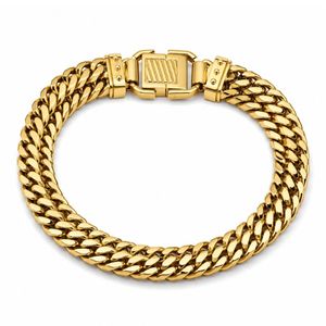 สร้อยข้อมือแบบ Cuban Link ชุบทอง ดีไซน์ถักสองชั้น สไตล์คลาสสิก แฟชั่นสำหรับทุกเพศ - Product Image 2