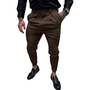 Pantalones de vestir ajustados para hombre 2025, pantalones de traje de negocios elásticos ajustados delanteros plisados de algodón 100%, pantalones de trabajo cónicos clásicos XL - Product Image 4