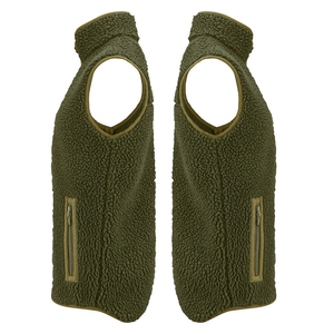 Chaleco de Forro Polar Sherpa de Alta Calidad, Cuello Alto, Cierre de Cremallera, Cortavientos, Ropa de Invierno, Estilo Casual, Verde Oliva - Product Image 6