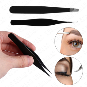 2 Piece Stainless Steel Eyebrow Tweezers Set Precision <b>Makeup</b> <b>Tool</b> for Lash Extension and Brow Shaping - Product Image 2