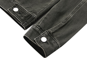 Veste en jean gris foncé pour homme, décontractée, en coton délavé, coupe classique, fermeture boutonnée, vêtement d'extérieur pour l'automne - Product Image 6