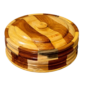 Panier chauffe-tortillas mexicain marron, boîte à chapati et roti, en bois avec couvercle arrondi – Grande vente - Product Image 5